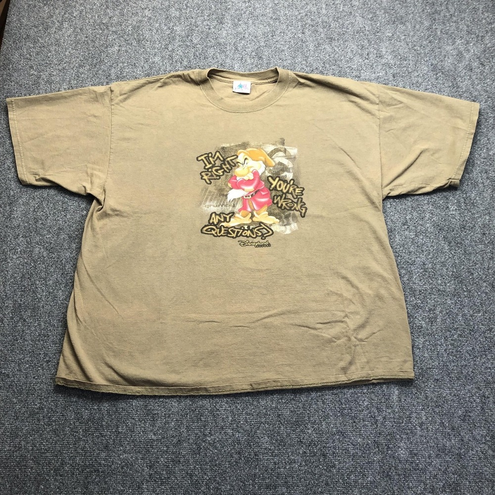 Disneyland Resort Grumpy Shirt Mens XL Brown Snow White Humor Graphic Tee